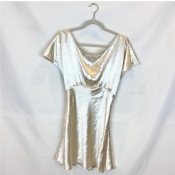 Free People Dresses & Skirts - Free People Shiny Champagne Satin Mini Dress